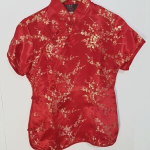 Traditional Chinese Red/Gold Women's Button-up Blouse  Small/Medium Authentic